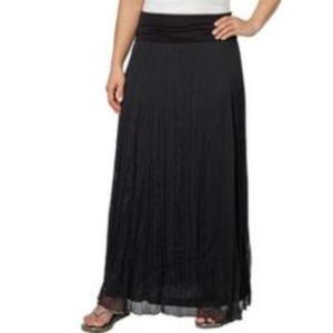Matty M Crinkle Maxi Skirt Fold Waist Black PS